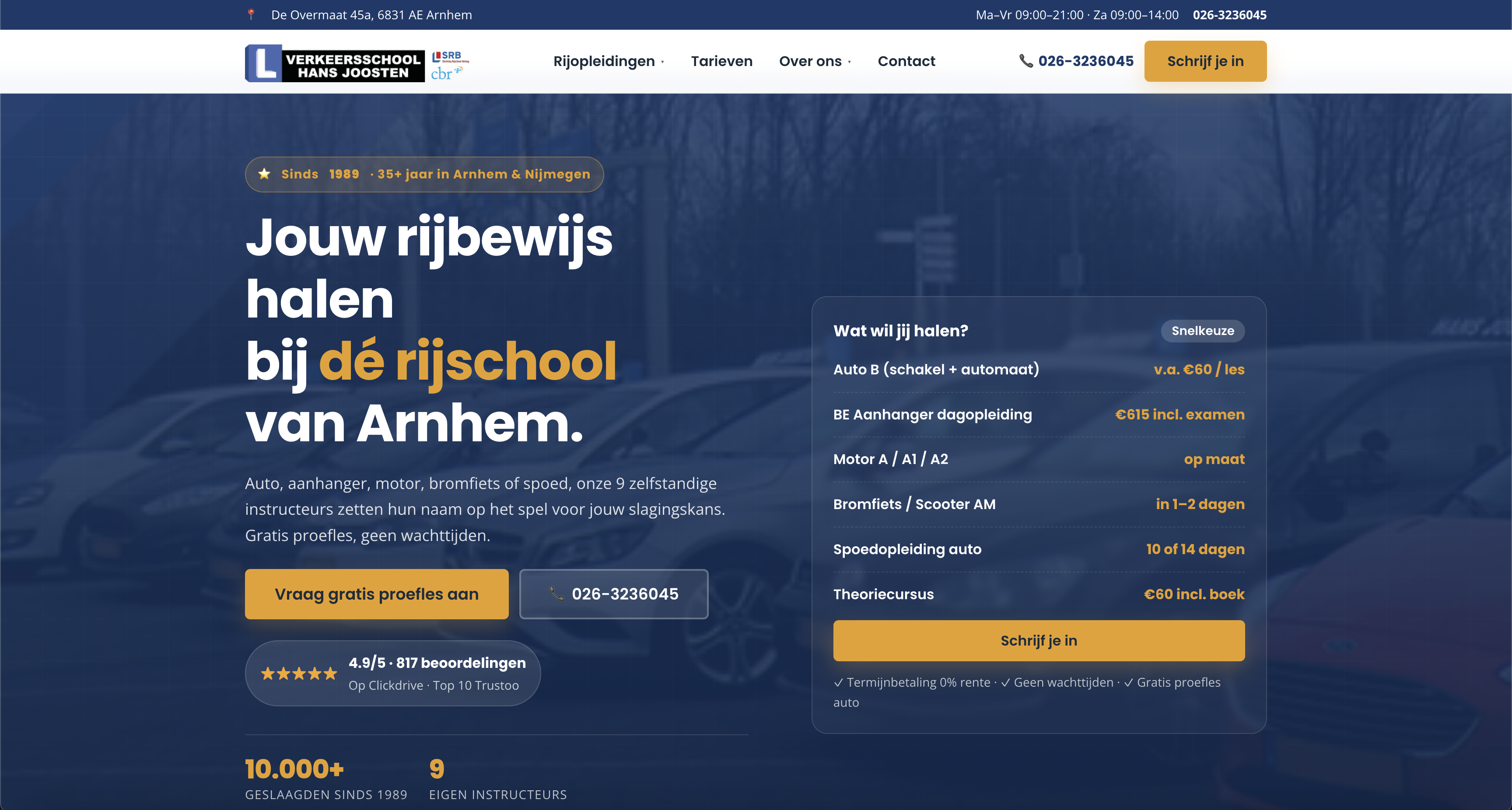 Verkeersschool Hans Joosten, nieuwe website (na Direct Online)